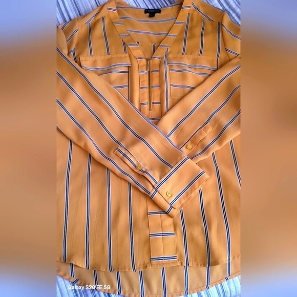 Express Striped Yellow and Blue Shirt - Picture 5 of 8